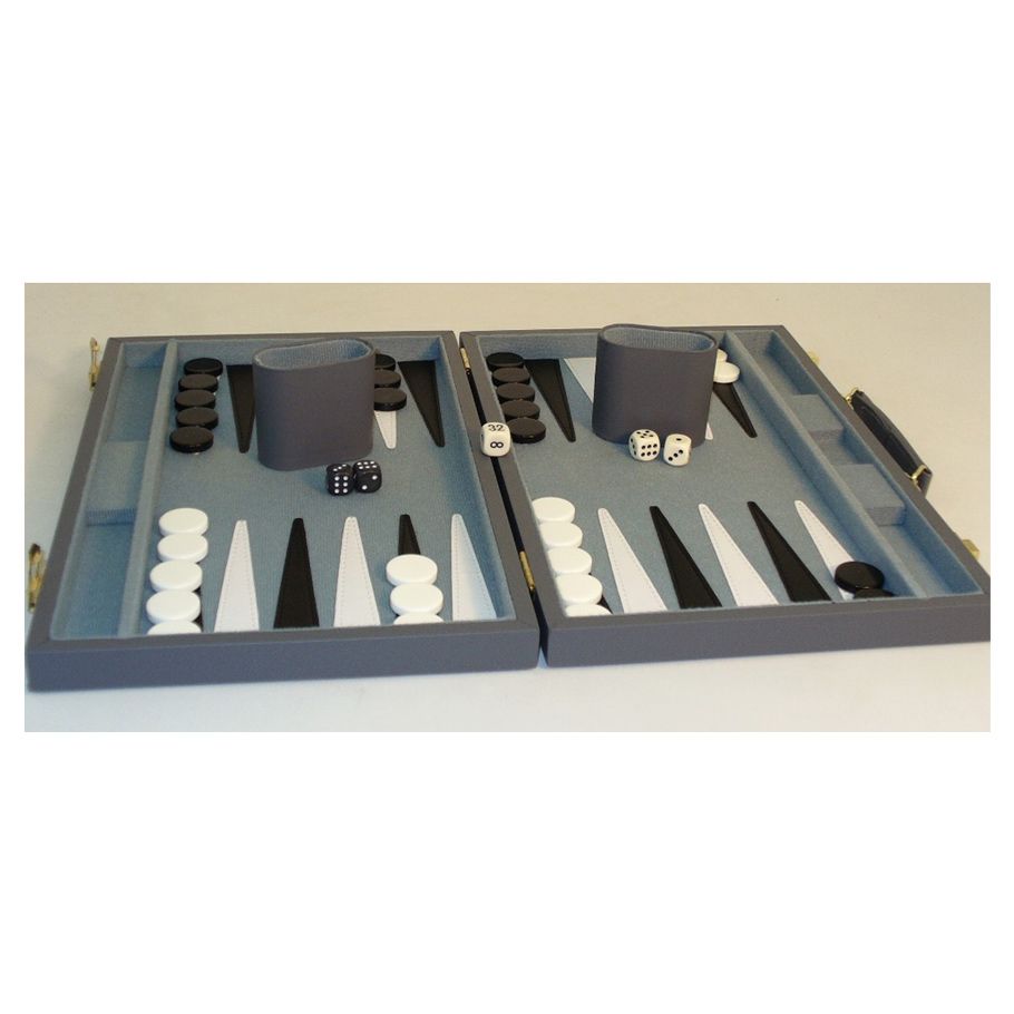 Backgammon Set 15" Grey Vinyl